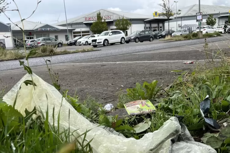 Achtlos weggeschmissen: Müllreste auf einem Kirchheimbolander Parkplatz. 