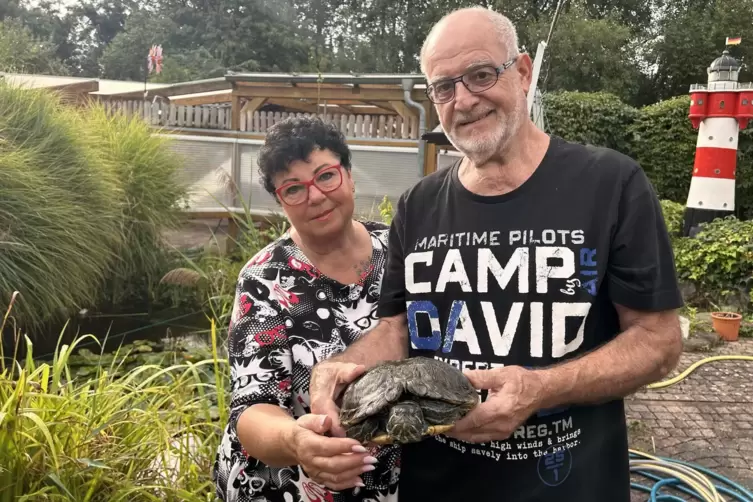 Hatten nicht mit einem Happy Ende gerechnet: Nach 14 Monaten haben Sigrid und André Dillmann ihre Schildkröte wieder.