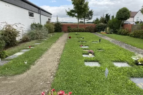 Rasengräber auf dem Friedhof in Mechtersheim: Die Namen auf den Platten sind mittlerweile wieder gut lesbar.