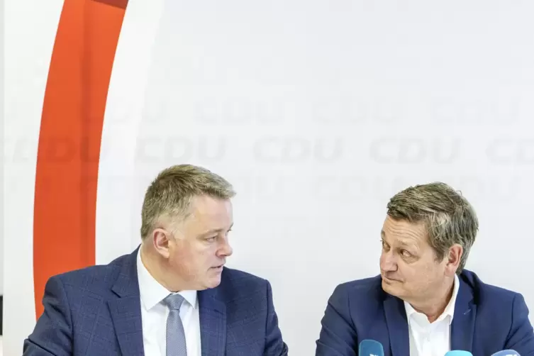 Der künftige CDU-Landeschef Gordon Schnieder (links) und der scheidende Christian Baldauf. 