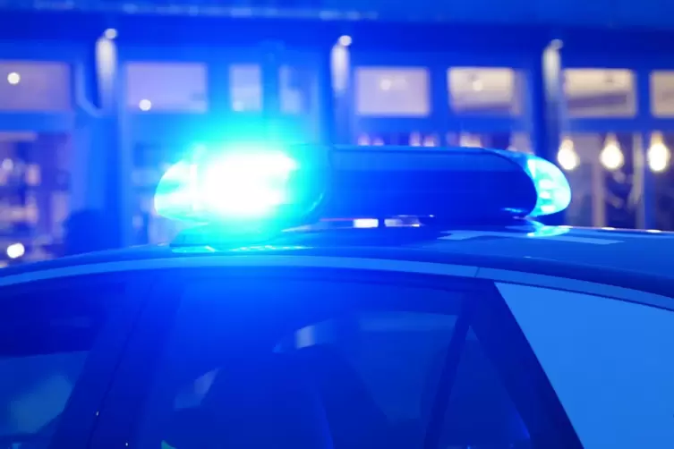 Streifenwagen mit eingeschaltetem Blaulicht