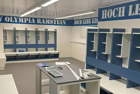 Die neue Kabine des FV Olympia Ramstein, die Vorbild für die Kabine ist, die bei Eintracht Trier gebaut werden soll. 