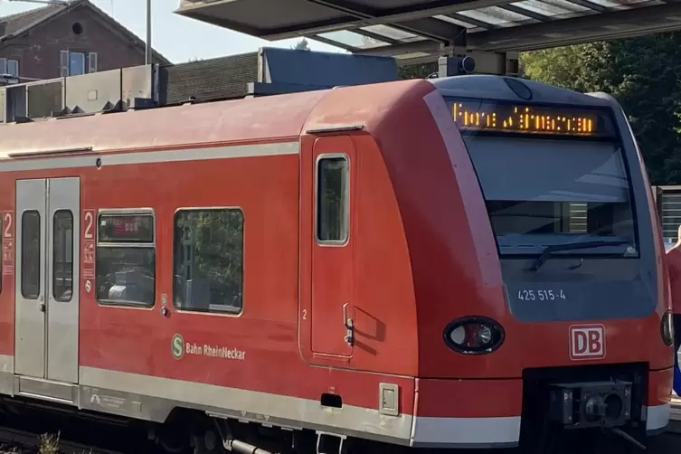 „Frohe Weihnachten“ wünschte diese S-Bahn am Mittwochabend ihren Fahrgästen im Hochspeyerer Bahnhof. 