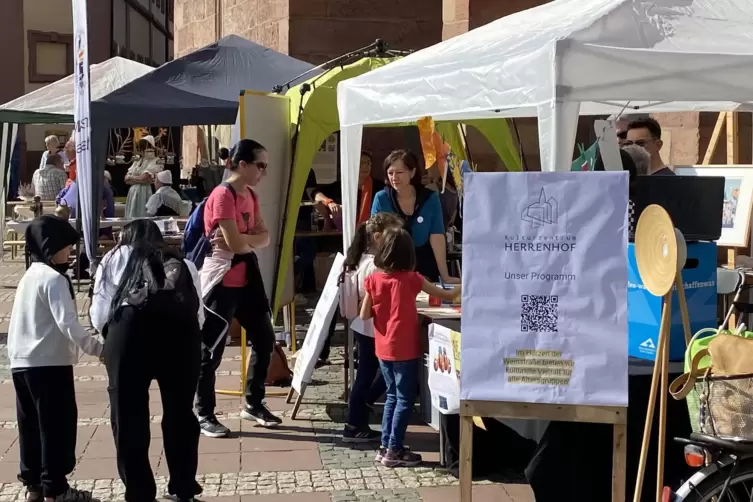 Impression vom zweiten „Tag der Kulturvereine“ auf dem Neustadter Marktplatz: Unser Foto zeigt im Vordergrund den Stand der Förd