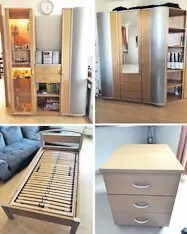 Komplettset Buche Nachbildung (aus dem Programm der Firma Welle von Möbel Martin), Kleiderschrank mit Eckregal, Schrank mit bele