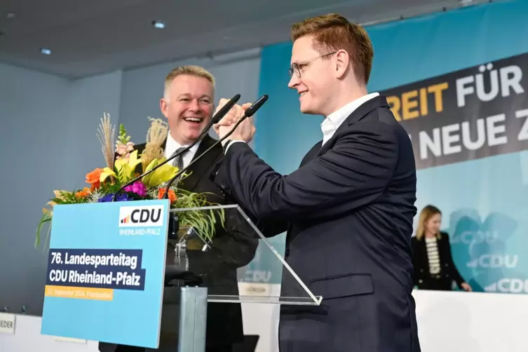 Die zwei neuen starken Männer an der Spitze der rheinland-pfälzischen CDU: Gordon Schnieder (links) und Johannes Steiniger. 