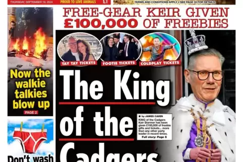 „König der Schnorrer“: „Daily Star“-Titelseite über die Schwäche des britischen Premierministers Keir Starmer für kostenlose Zuw