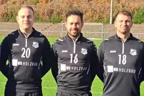 Die drei Spielertrainer des FC Rodalben, Julian Kölsch, Daniel Wafzig und Christoph Weller (von links).