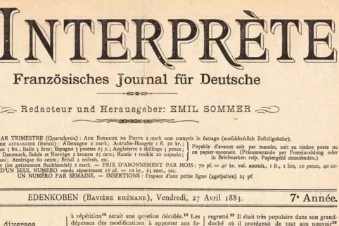 „L’Interprète“, die französische Ausgabe von Emil Sommers fremdsprachigen Zeitungen für Deutsche, die von Rumänien über Skandina