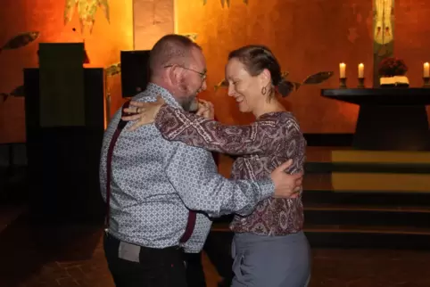 Alexandra und Oliver Böhm bei der Tango-Andacht in der Friesenheimer Friedenskirche.