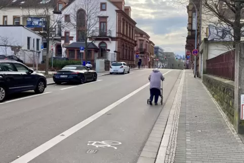 Der kurze Radweg in der Teichstraße ist der einzige mit ausreichender Breite, der nicht nur von Radfahrern gerne genutzt wird.