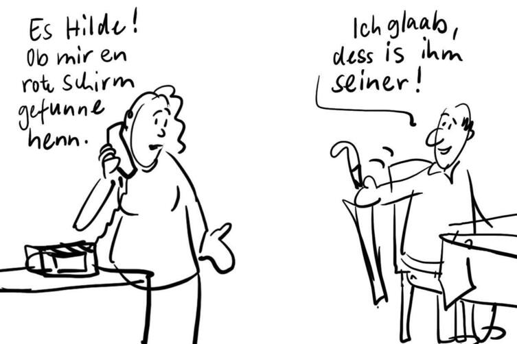 „Ihm seiner“ – das gibt’s nur in der Pfalz. Das „Es“ aus der Sicht unseres Karikaturisten.