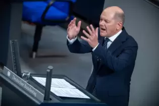 Hielt am Mittwoch eine kämpferische Rede im Bundestag: Bundeskanzler Olaf Scholz (SPD).