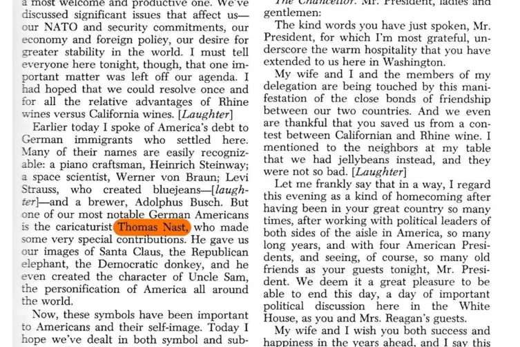 US- Präsident Ronald Reagan würdigte einst Thomas Nast. 