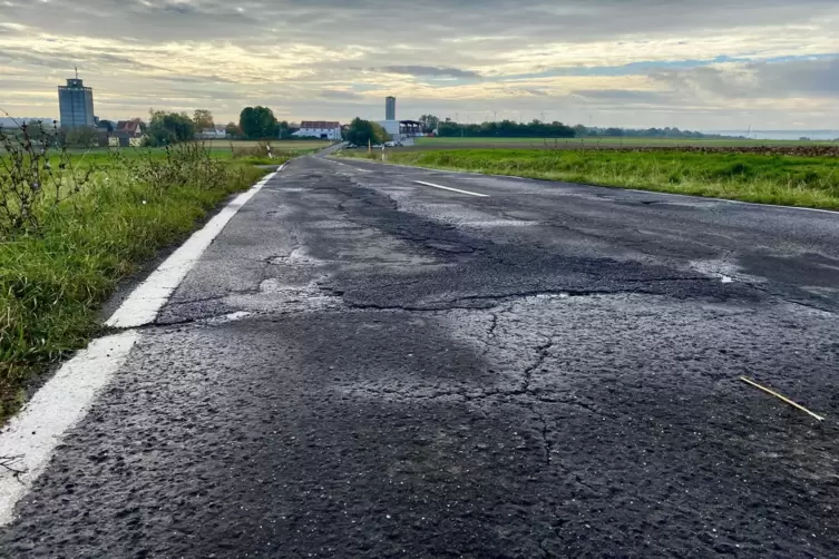 Die L446 zwischen Morschheim und Ilbesheim könnte besser aussehen.