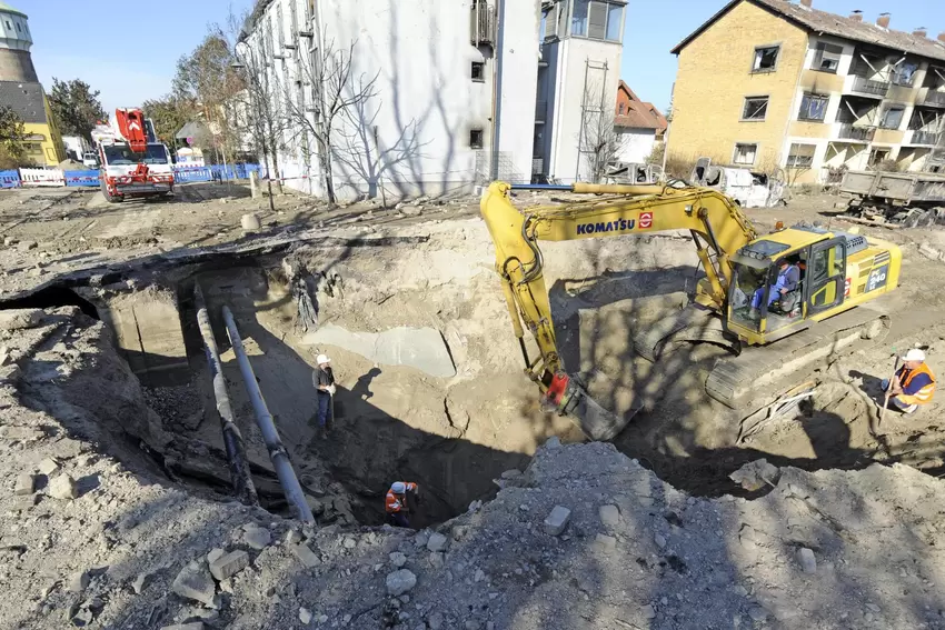 Der Krater nach der Explosion.