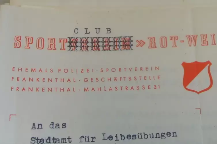 Der damalige Briefkopf des SC Rot-Weiß Frankenthal. 