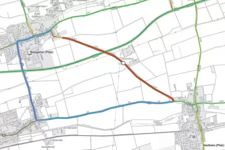 Die Umleitung für Autos, Radfahrer und Fußgänger des LBM führt über die K4 und K3. Es gibt für Radfahrer Alternativen. 