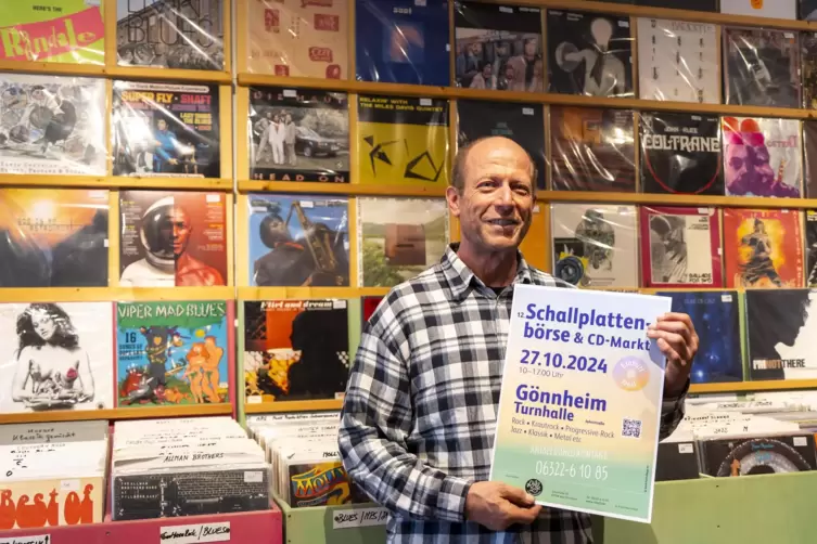 Heiko Frien freut sich auf die 12. Schallplattenbörse, die am Sonntag in der Gönnheimer Turnhalle stattfindet.