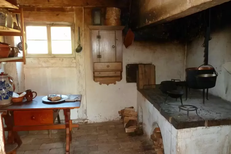 Innenraum der German Farm im Freilichtmuseum Staunton.