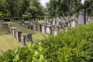 Nach jüdischer Tradition sind die Gräber auf dem jüdischen Friedhof nach Osten in Richtung Jerusalem ausgerichtet.