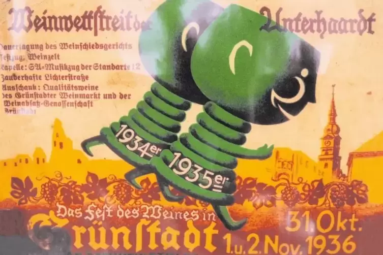 So ist früher geworben worden: Plakat des Grünstadter Weinwettstreites von 1936.