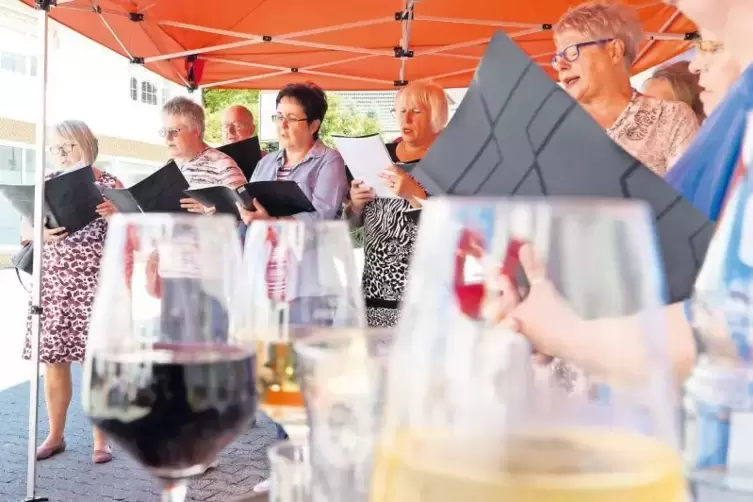 Wein und Gesang: Beim Weinkönig traten die Hemmer-Haus-Singers auf und boten eine musikalische Welt- und Zeitreise.