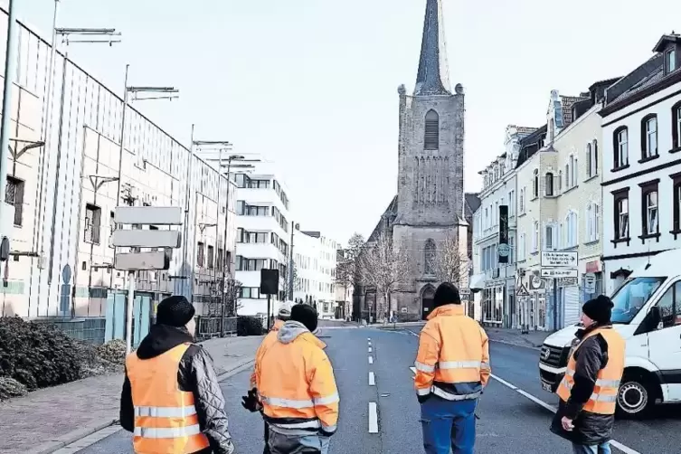 Absperrung am Hüttenberg vor der Christuskirche.