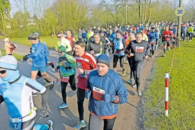 Die Anforderungen an die Teilnehmer des Oggersheimer Berglaufs sind hoch. Eisiger Wind und tiefer Boden machen es den Sportlern 