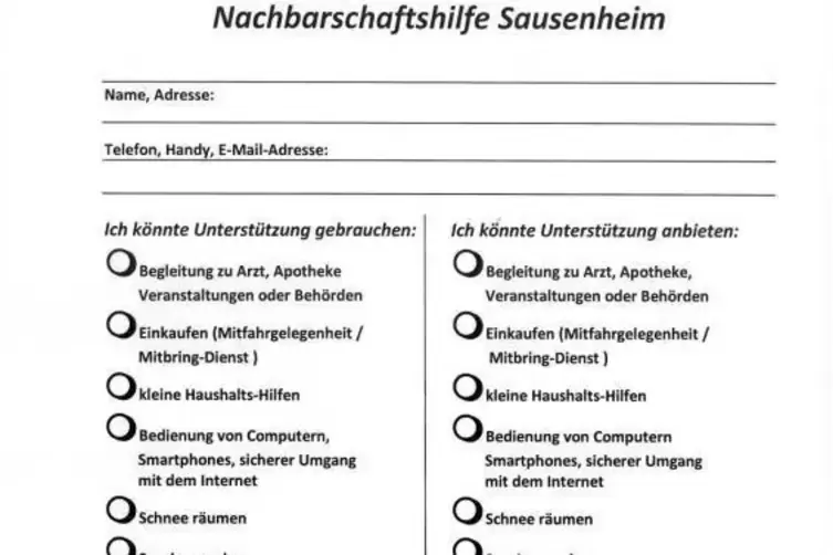 In Kürze startet eine Fragebogen-Aktion der Sausenheimer Dorfmoderation zum Thema Nachbarschaftshilfe.  Foto: FREI