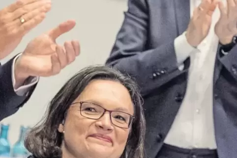 Wird beklatscht: die neue SPD-Parteichefin Andrea Nahles, die in der Eifel zu Hause ist.