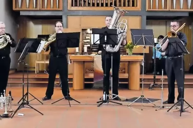 Das Bläserquintett „Eddie`s Blech“ in der Johanneskirche.