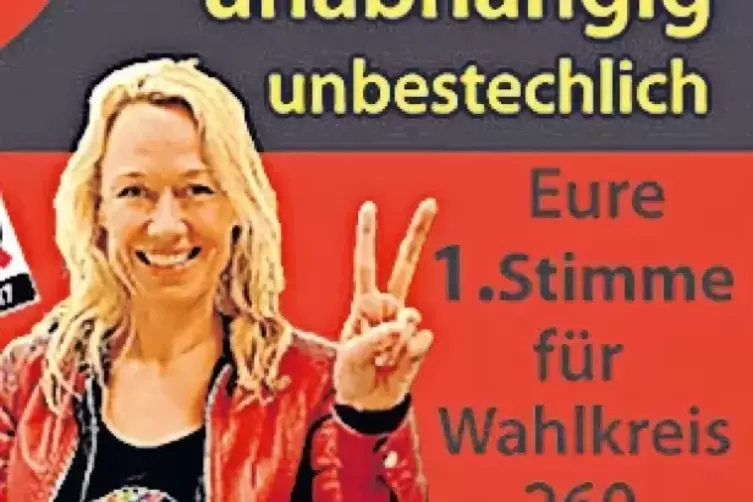 Wahlplakat: Friedhild „Fridi“ Miller ist auch zur Bundestagswahl 2017 angetreten. Jetzt klagt sie wieder einmal gegen eine OB-Wa