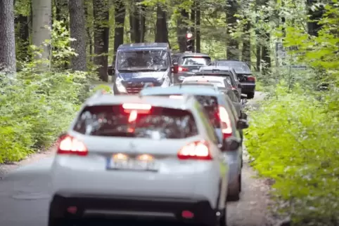 Das hat es noch nie gegeben: Per Ampelsteuerung wurde der komplette Verkehr nach Dansenberg gestern über den Waldweg navigiert.