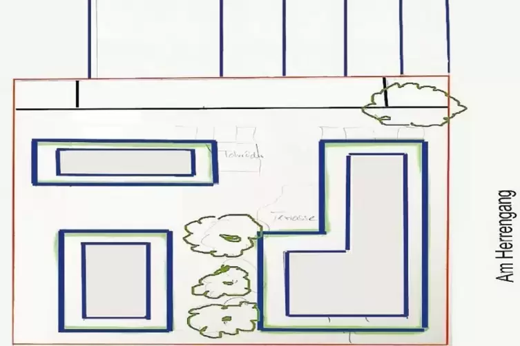 Ein Anwohner hat den geplanten Gebäudekomplex gezeichnet.