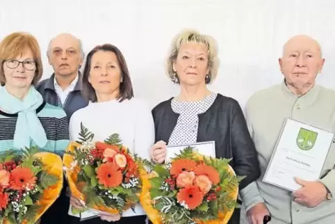 Beim Neujahrsempfang gab es auch Ehrungen für Albert und Gisela Diemer, Edgar Spieß, Gretel Breth, Veronika Weber und Heinz Matt