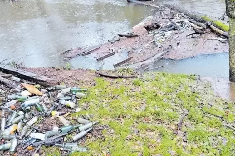 Jede Menge Flaschen und sonstiger Müll wurden in der Lauter bei Kreimbach-Kaulbach entdeckt.