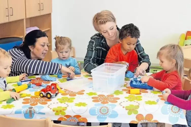 Die Kinder haben die neue Kita am Pfalzplatz bereits in Beschlag genommen.