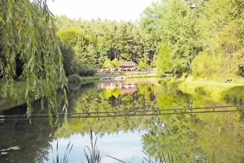 Kleinod am Start- und Zielpunkt des Queichtalweges: der Paddelweiher. Die Urlaubsregion Hauenstein besticht mit Wanderwegen.