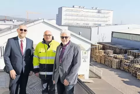 Eine große Photovoltaikanlage ist auf dem Hallendach (rechts) der Firma Kilian Druck in Grünstadt in Betrieb genommen worden. Da