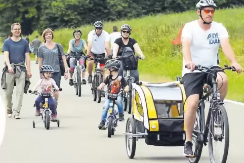 Ideal für Familien: die Strecke entlang dem Moschelbach war auch für kleine Radfahrer gut geeignet.