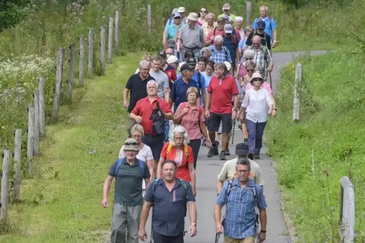 Wanderer aus Kusel/Oberalben/Theisbergstegen auf dem Weg nach Bosenbach. Foto: m. hoffmann