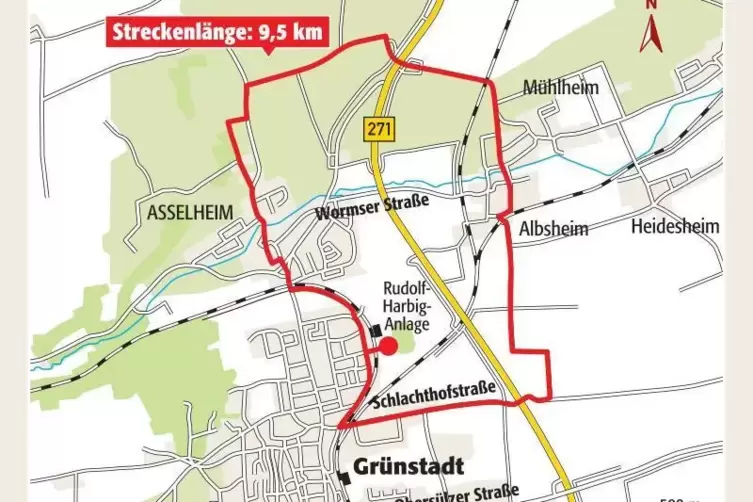 Die Grünstadter Hockeyroute.  Grafik: Dostal