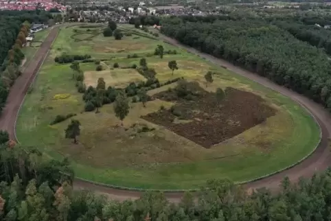 Parallel zum Geläuf der Galopprennbahn soll künftig die 1800 Meter lange Trainingsbahn verlaufen.