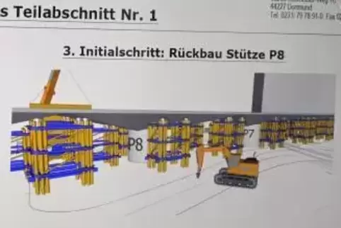 Entwurf der Holzkonstruktion, die die Brücke stützen soll.