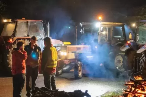 Südlich von Bad Bergzabern haben Bauern am Freitagabend ein Mahnfeuer entzündet.